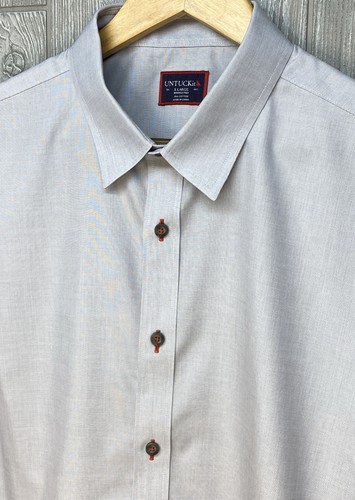 Untuckit Men’s Wrinkle Free L/S Button Rubican Shirt Gray Red Stitching Size XL - Picture 1 of 9