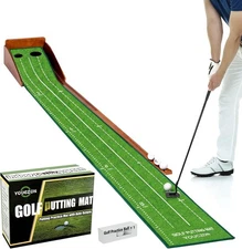YOUCZON Putting Green Indoor, No Hump Golf Mat with Auto Ball Return - Easy t...