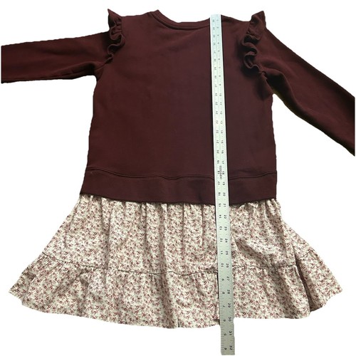 Polo Ralph Lauren Burgundy Sweatshirt Floral Fleece Dress Girls XL 16 Preppy - Picture 2 of 6