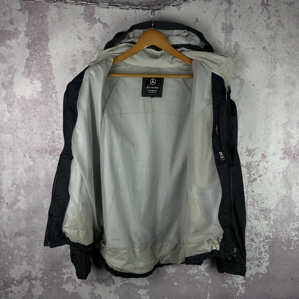 Винтажная мужская куртка Henri Lloyd Mercedes Benz черная с длинным рукавом нейлон размер L - Изображение 2 из 4