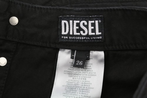 DIESEL O-Beige Women Skirt W26 Black Cotton RRP€150 5-Design Pockets Logo Mini - Picture 10 of 11