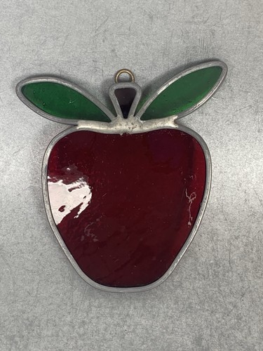 Stained Glass Apple Farm Fruit Suncatcher Window Hanging Vintage HOMEMADE - Picture 9 of 10