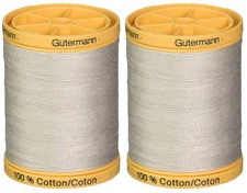 Gutermann (800M-618-2pack) Natural Cotton Thread 800m/875yds Sandy Grey 2-pack