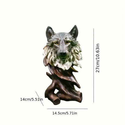 Wolf Figur Majestätisch Wolf Statue Dekoration Ornament Skulptur Wolfkopf Büste - Bild 4 von 4