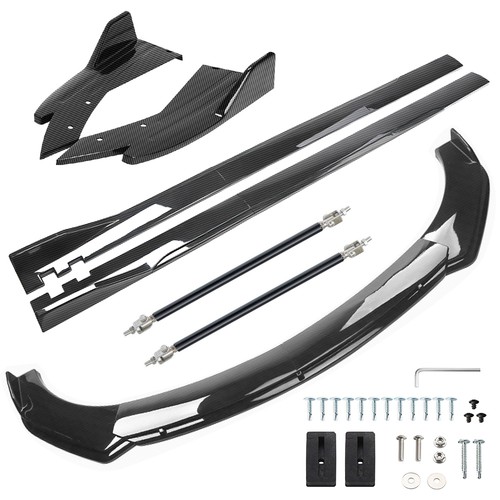 For Subaru WRX STI Impreza Carbon Fiber Front Bumper Lip Side Skirt Strut Rods - Picture 11 of 11