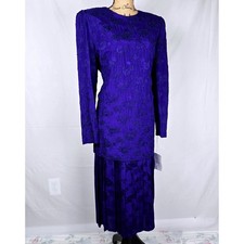 Sarah Elizabeth Vintage Amethyst Purple Floral Embroidered Dress Size 12 NWT
