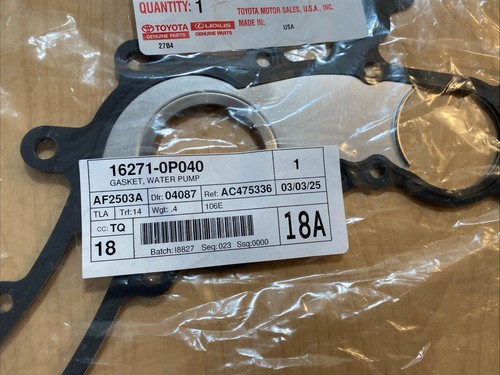 OEM TOYOTA TACOMA 2015-2022 Gasket, Water Pump - 16271-0P040 OEM NEW - Foto 2 di 5