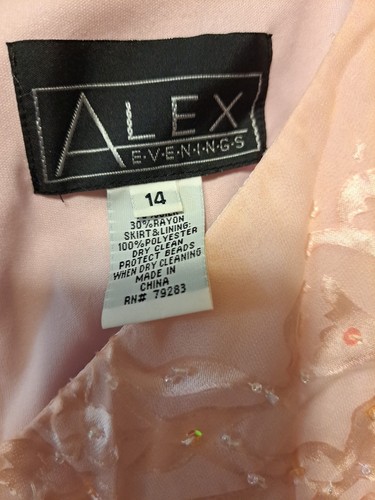 alex evenings dress size 14 Pink Sequins. Small Hole In Crape On Back. - Picture 3 of 8