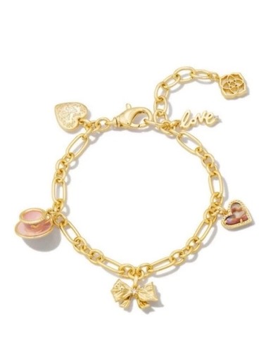 Kendra Scott x LoveShackFancy Gold Charm Bracelet in Pink Mix - Picture 6 of 7