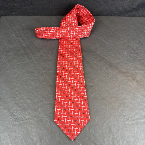 Jos A. Bank Rot Silber Abstrakt Herren Krawatte 100% Seide 60 x 3,75 Krawatte - Bild 1 von 12