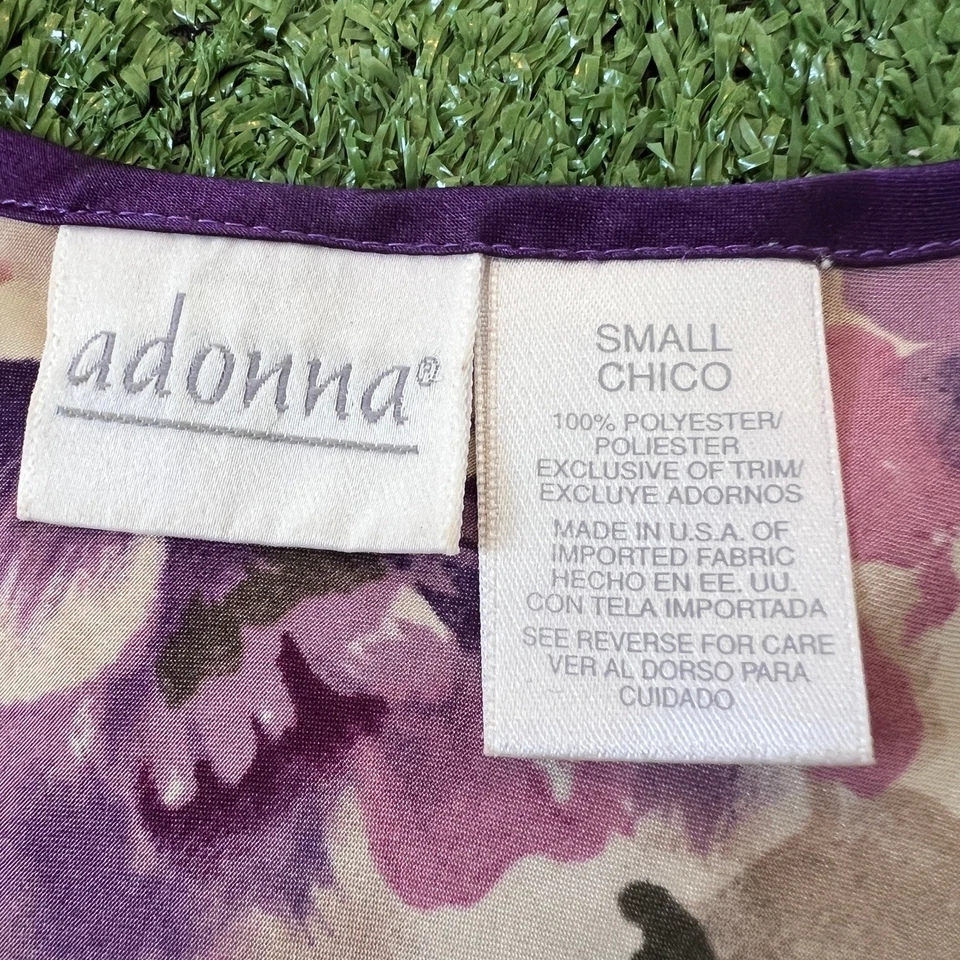 Vestido sin mangas vintage Adonna púrpura rosa floral satinado quimise mujer S EE. UU. Foto 4 de 4