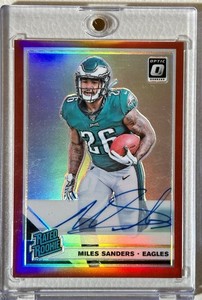 2019 Donruss Optic Miles Sanders Rated Rookie On Card Autograph Red Prizm /15