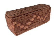 Salish Rectangular Basket Box with Lid ca. 1900  Size  2.875" H x 7.125" L