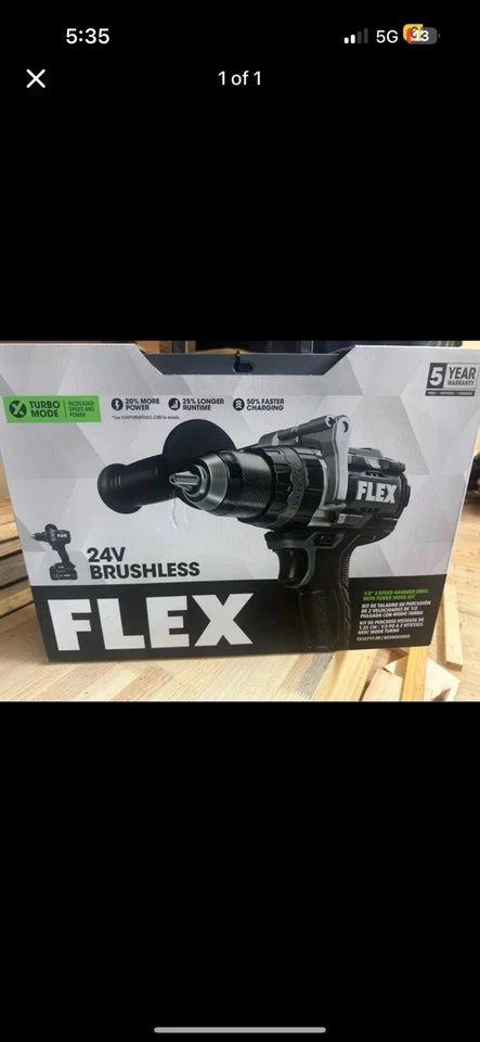 Flex 24V турбо молоток дрель комплект с 2 батареи и зарядное устройство и чехол новая коробка - Изображение 2 из 2