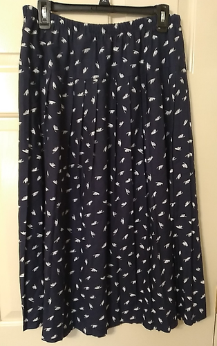 Lerner SZ 17/18 Made in USA Elastic Waist Blue & White Skirt - Picture 4 of 6