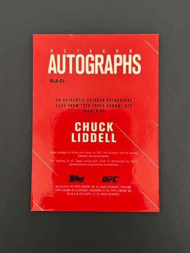 2025 Topps Chrome UFC - Chuck Liddell - Octagon Green Refractor On Card Auto /99 - Picture 3 of 4