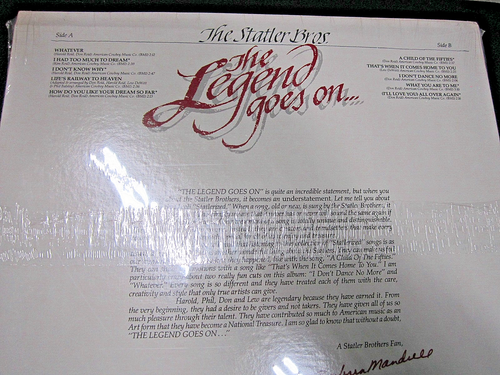 STATLER BROTHERS / 2 SEALED LP'S / BEST OF + LEGEND GOES ON - Picture 3 of 4
