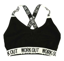 New XELETE LG BLACK MID CROSS CROSSBACK SPORT SUPPORT BRA GYM WORKOUT ACTIVE NWT