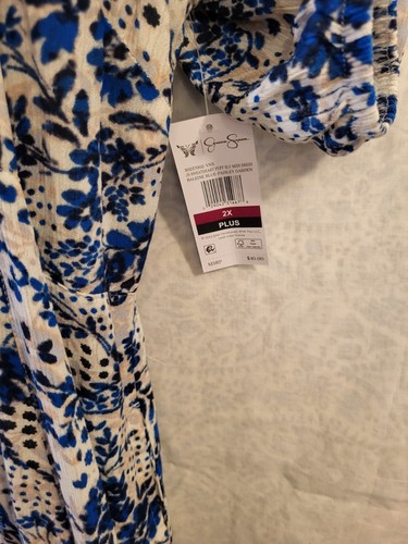 Nuevo con etiquetas Vestido Jessica Simpson Talla Grande Malase Bustier Azul Floral Para Mujer Talla 2XL - Imagen 5 de 8