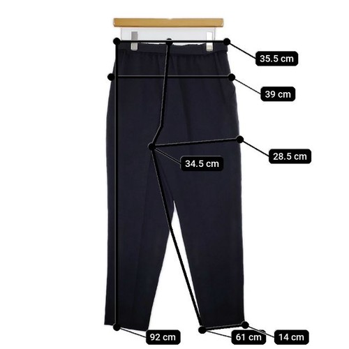 LUNA Belted triacetate polyester easy Pants Navy 5-0821G∞ - Picture 5 of 5