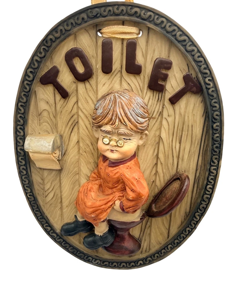 Divertido juego de placas de pared de cerámica estilo vintage humor inodoro decoración de baño Mr Mrs Foto 3 de 4