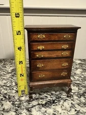 Vintage 1970s Concord 1:12 Dollhouse Miniature 5 Drawer Dresser Highboy 4768 Box