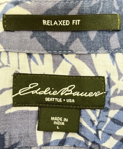 EDDIE BAUER Hemd Large Blau Palmen Relaxed Fit Kurzarm Tasche Button Down - Bild 11 von 24