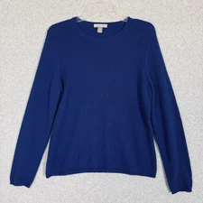 Charter Club 100% Cashmere Sweater Womens Medium Petite Blue Quiet Luxury Preppy