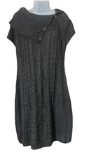 Calvin Klein Brown Size Large L Cable Knit Short Sleeve Sweater Dress