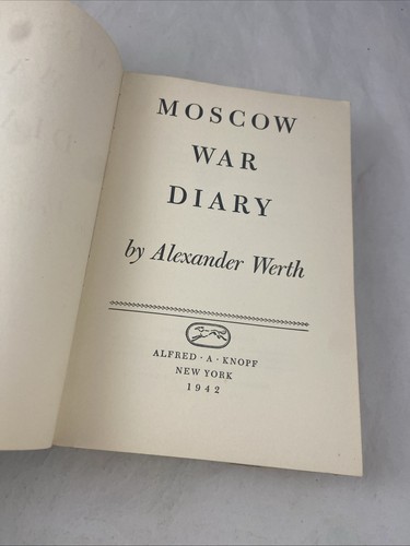 Moscow War Diary by Alexander Werth. 1942 PB 1st US Edition, Borzoi, SAMPLE COPY - Picture 8 of 19