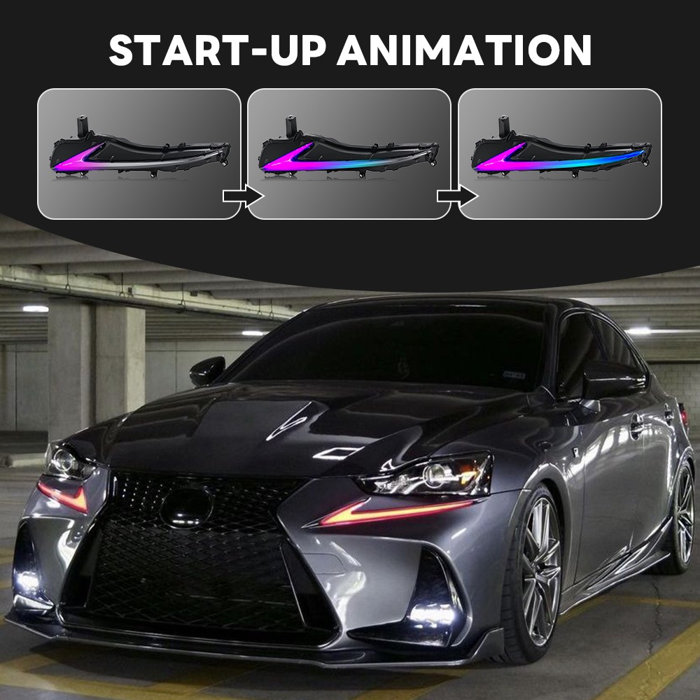 LED RGB DRL For Lexus IS250 IS350 IS200t IS300 2016 2017 Daytime