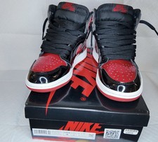 Nike Air Jordan 1 Retro High OG Patent Bred GS Boys 4Y Black Red