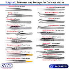 SYZE Micro Pointed Tweezers Artery Hemostatic Forceps Dressing Thumb Pickup CE