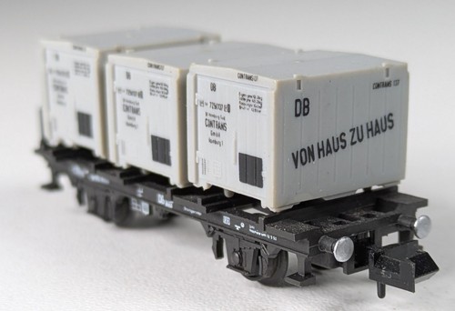 Minitrix N 3537, Güterwagen Behältertragewagen, DB, NO BOX, #BE961 - Picture 4 of 5