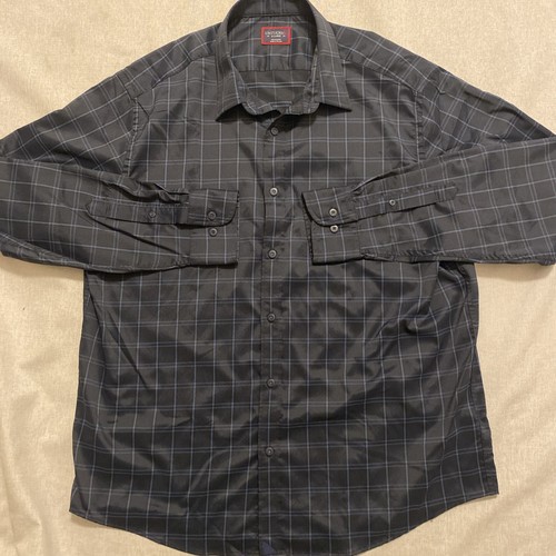 UNTUCKit Flannel Shirt Sz XL Navy Preppy Button Up Checked Window Pane - Picture 1 of 6