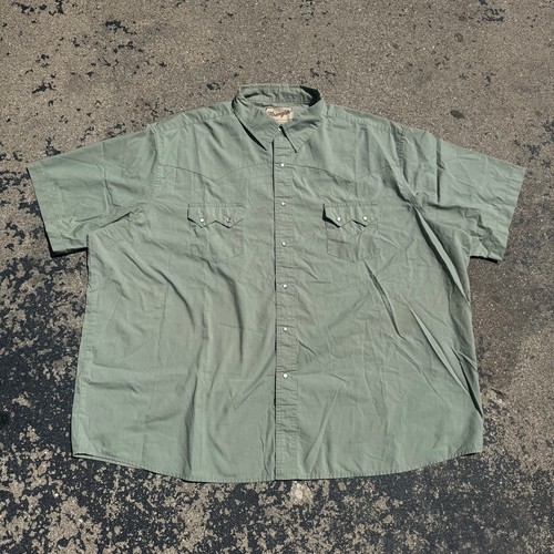 Vintage Wrangler Western Pearl Snap Shirt Salbeigrün Kurzarm Größe 3XL