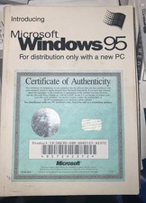 Windows 95 Manual With Certificate Of Authenticity. Factory Sealed 
