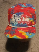 RARE SAN SUN VINTAGE Vista HAWAIIAN ALOHA SNAPBACK HAT CAP Rope Adjustable