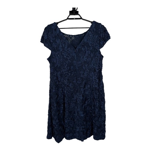 Alex Evenings Sequin Rosette Cocktail Dress blue size 20W - Picture 4 of 8