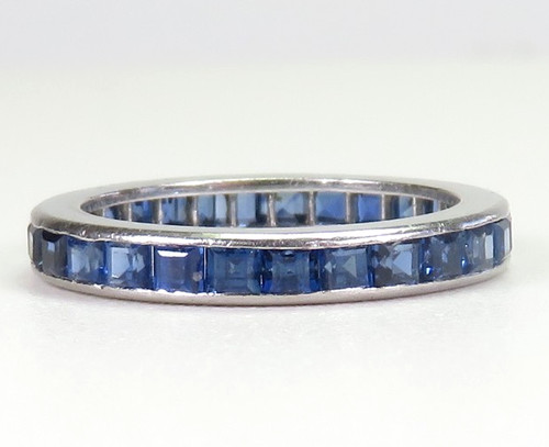 Antique Art Deco Tiffany & Co Sapphire Eternity Wedding Band Sz 5 UK-J1/2 EGLUSA