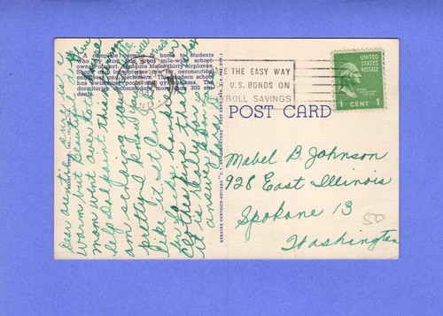 Lockport - Joliet , Illinois  Lewis School Of Aeronautics 1940s Linen - Picture 2 of 2