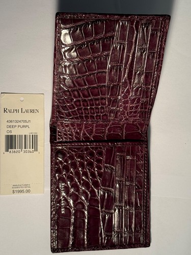 Authentic! Rare Polo Ralph Lauren Deep Purple Mens Aligator Wallet Purple Label - Picture 4 of 6