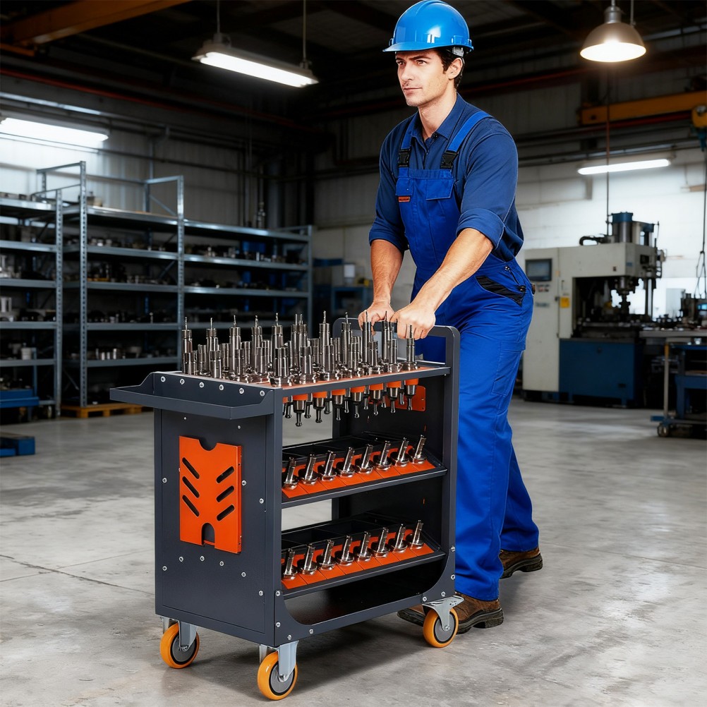 CNC Tool Cart CAT40 BT40 Tool Holder Storage 56 Capacity for CNC