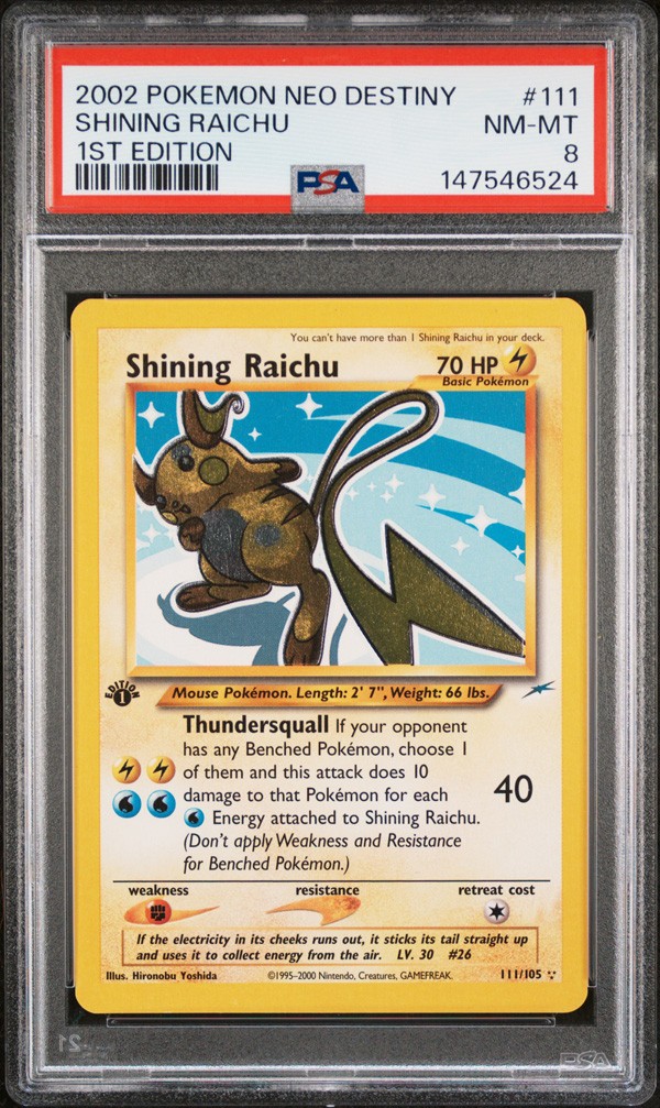 PSA 8 - Pokemon Card - Neo Destiny 111/105 - SHINING RAICHU *1st
