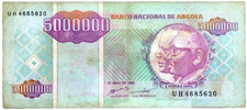 1995 ANGOLA 5 MILLION KWANZAS - P#142 - VF+ *ULTRA RARE*