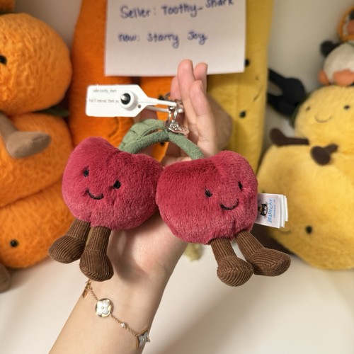 Jellycat Amuseables Cherries Bag Charm Keychain - New without Paper Tags - Picture 2 of 3