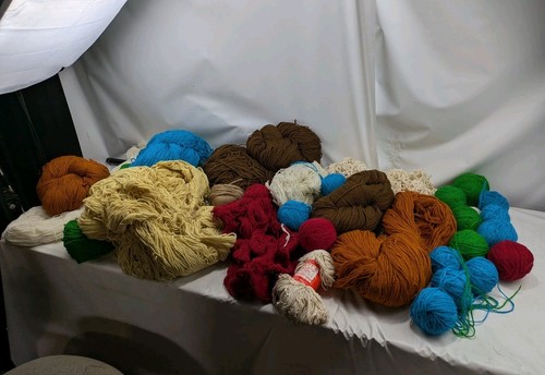 Großes 6 kg Konvolut Wolle / Baumwolle etc Webgarn Vintage Mix Farben