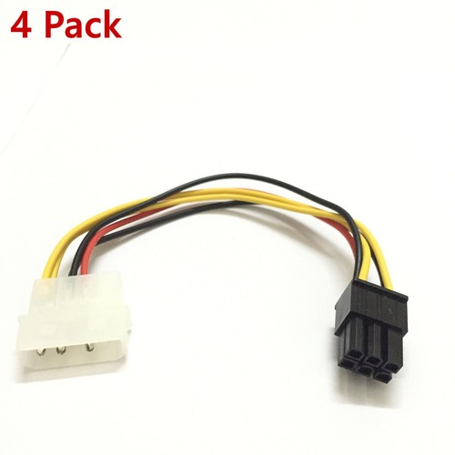 4 Pack Molex 4 Pin to 6 Pin PCI-Express Video Card Power Converter Adapter Cable - Picture 8 of 9