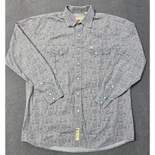 Larry Mahan Cowboy Collection Western Shirt Long Sleeve Floral Print Gray Men XL