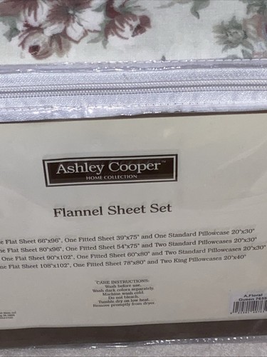 Ashley Cooper Home Collection Flannel Sheet Set Queen Purple Floral 7659 - Picture 5 of 8